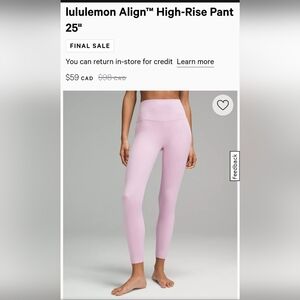 NWT Lululemon align leggings Vitapink